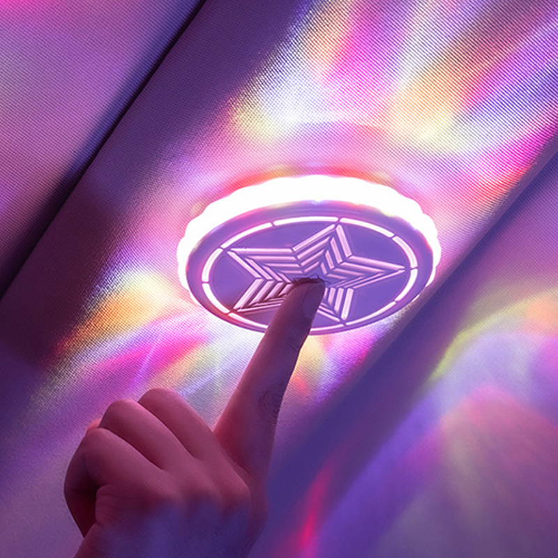 Arenzza magnetic rechargeable car interior roof light with multiple lighting modes, installed on a vehicle ceiling.