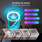 Arenzza magnetic rechargeable car interior roof light with multiple lighting modes mounted inside a vehicle.