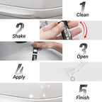 Arenzza car scratch repair pen for car accessories, showing a close-up of the pen and repair surface on a vehicle.