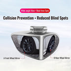 Arenzza Dual-Lens 360° Adjustable Blind Spot Mirror for cars, showing a close-up of the compact, dual-lens design on a vehicle side mirror.