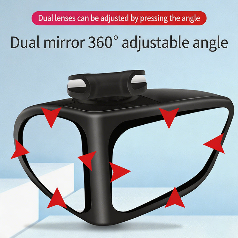 Arenzza dual-lens 360° adjustable blind spot mirror for cars, showing a close-up of the mirror with adjustable features.
