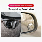 Arenzza dual-lens 360° adjustable blind spot mirror for cars showing reflective surface and mounting bracket.