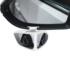 Arenzza dual-lens 360° adjustable blind spot mirror for cars, showing reflective surface and mounting bracket.