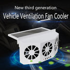 Arenzza solar car cooling artifact air circulation exhaust fan mounted inside a vehicle to improve airflow and heat dissipation.