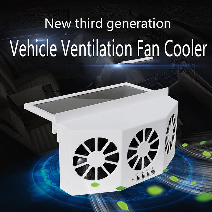 Arenzza solar car cooling artifact air circulation exhaust fan mounted inside a vehicle to improve airflow and heat dissipation.