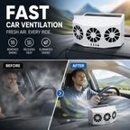 Arenzza solar car cooling artifact with air circulation exhaust fan installed inside a vehicle for enhanced cooling and airflow.