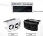 Arenzza solar car cooling artifact with air circulation exhaust fan installed inside a vehicle to improve airflow and reduce interior heat.