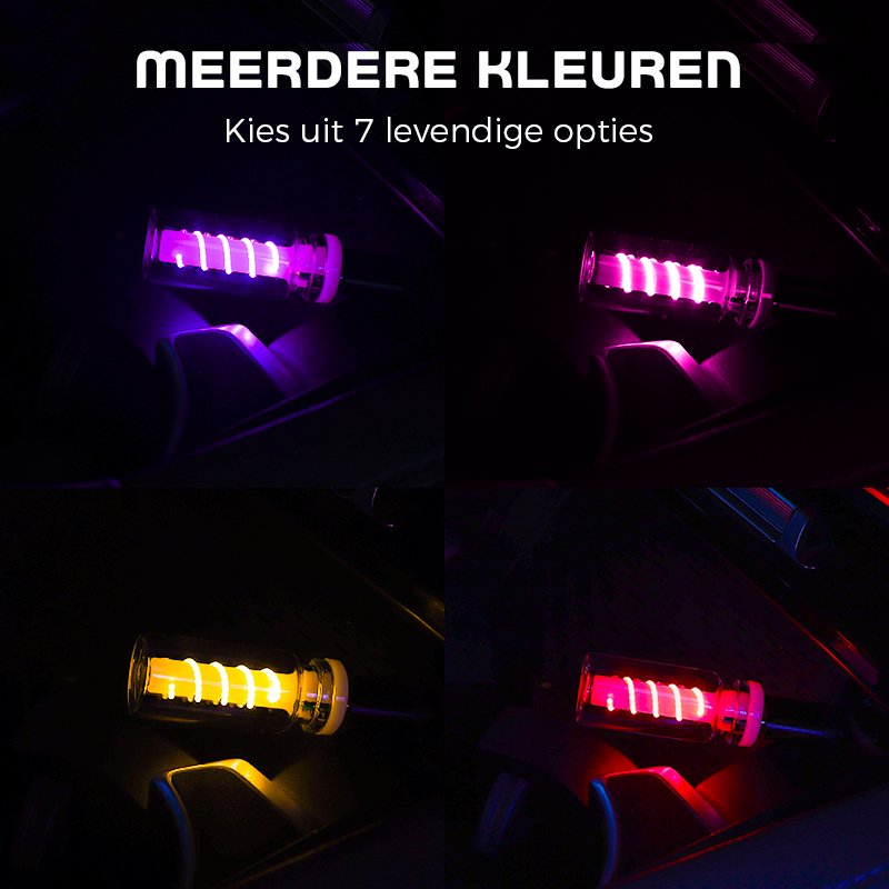 Arenzza USB LED car interior ambient lighting strip installed inside vehicle cabin, providing colorful accent lighting.