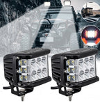 Arenzza car dual sides LED lights with dual color options installed on vehicle sides, enhancing visibility and style.