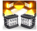 Arenzza car dual side LED lights with dual color options installed on a vehicle, showcasing bright illumination and modern design.