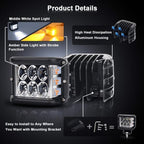 Arenzza car dual sides LED lights with dual color options installed on vehicle side, enhancing visibility and stylish look.