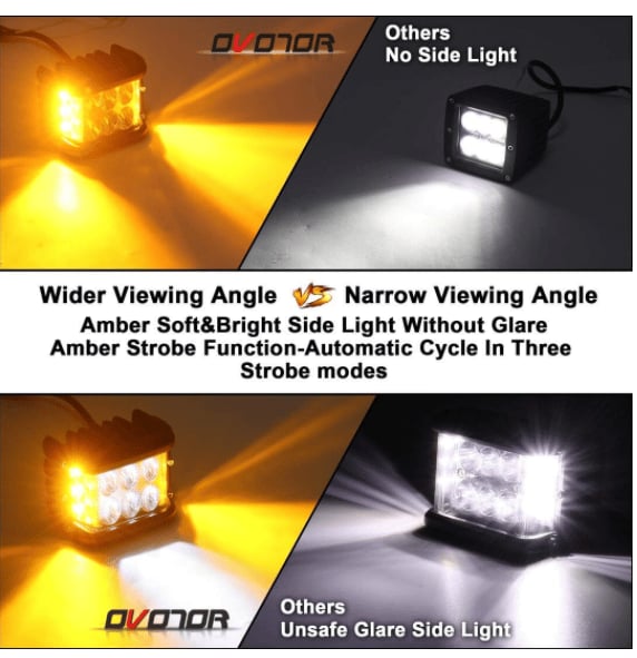 Arenzza car dual sides LED lights with dual color options installed on a vehicle, enhancing visibility and style.