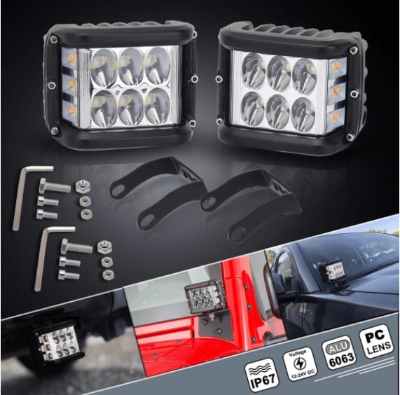 Arenzza Car Dual Sides LED Lights with dual color options, installed on a vehicle's side for enhanced visibility and style.
