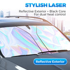 Arenzza foldable car accessory block with reflective surface, designed for heat and UV protection for dashboards and interiors.