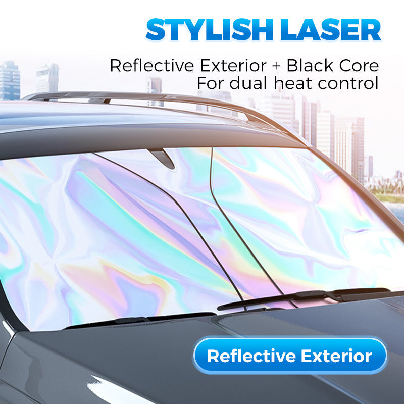 Arenzza foldable car accessory block with reflective surface, designed for heat and UV protection for dashboards and interiors.