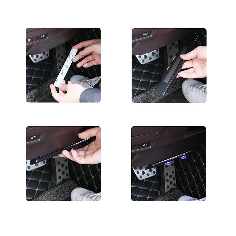 Arenzza wireless charging LED ambient light for cars, showing a sleek, illuminated light strip installed inside a vehicle.