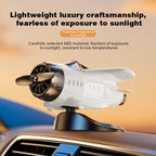 Solar powered airplane-shaped car ornament by Arenzza, a decorative car accessory with a sleek airplane design.