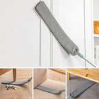 Arenzza multifunction retractable microfiber dust brush gap mop for cleaning tight spaces and surfaces, shown in use.