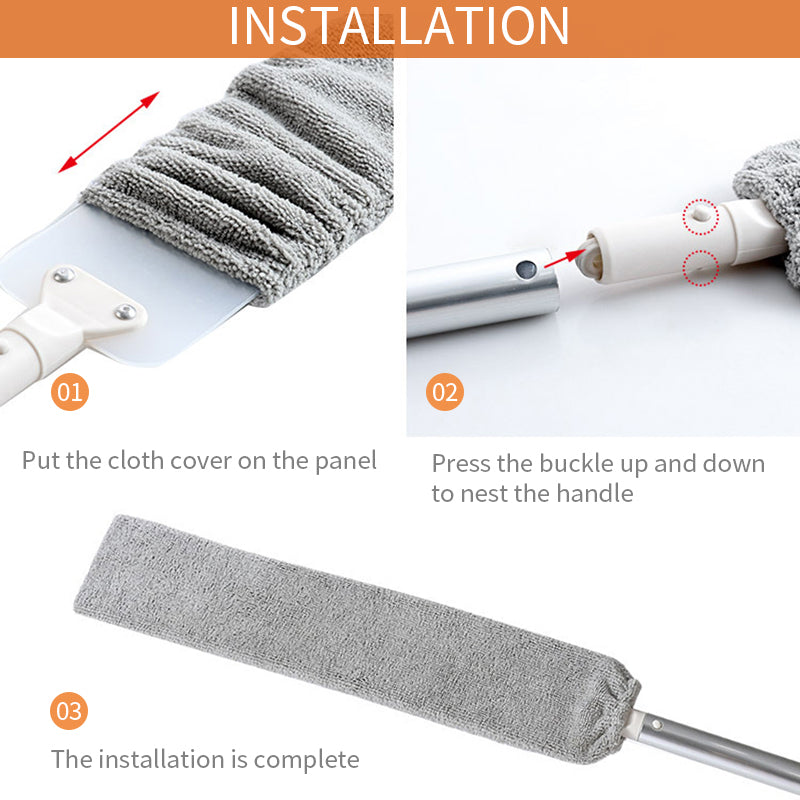 Arenzza multifunction retractable microfiber dust brush gap mop with extendable handle and compact design for cleaning tight spaces.