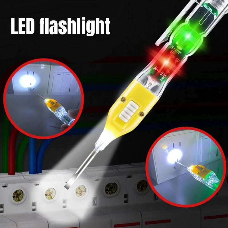 Arenzza 3-in-1 magnetic voltage tester screwdriver with flashlight, featuring a sleek handle and integrated electrical testing and illumination.