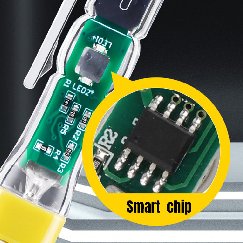 Arenzza 3-in-1 magnetic voltage tester screwdriver with flashlight, showing the tool's handle, test tip, and built-in light.