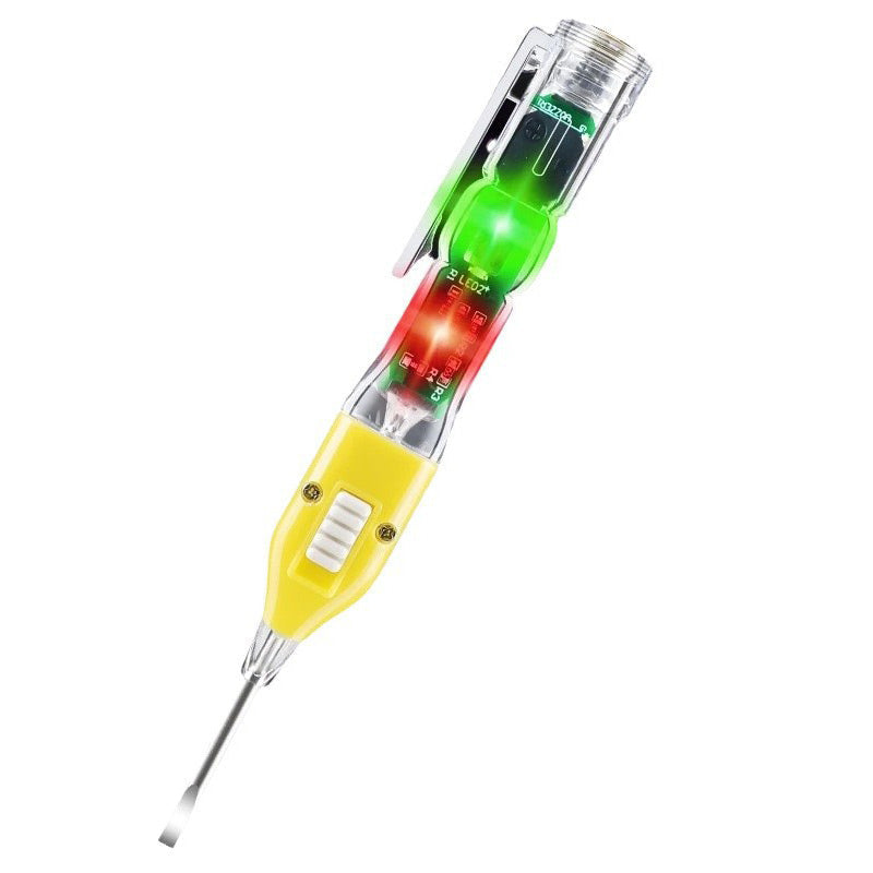 Arenzza 3-in-1 magnetic voltage tester screwdriver with flashlight, featuring a sleek handle and integrated testing and illumination tools.