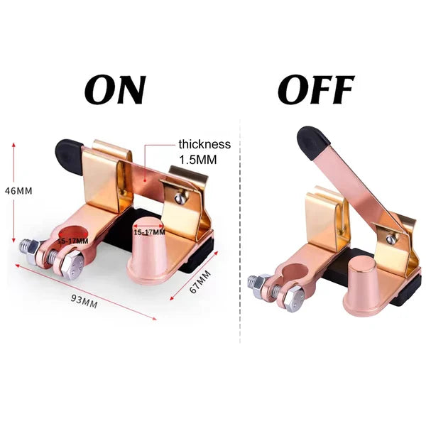 Arenzza top post knife blade master switch, clear sale, showing the switch with metal contacts and mounting base.