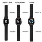 Arenzza magnetic closure silicone band for Apple Watch, flexible black strap with secure magnetic fastening, designed for comfortable wear.