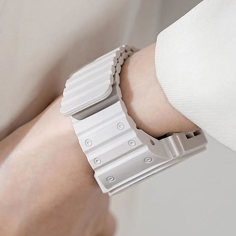 Arenzza magnetic closure silicone band for Apple Watch, flexible and secure strap designed for comfortable wear.
