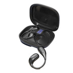 Arenzza waterproof Bluetooth ear-hook headphones with in-ear design, black color, and secure fit for active listening.