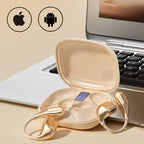 Arenzza waterproof Bluetooth headphones with ear hooks, black design, shown in a close-up image highlighting the product features.