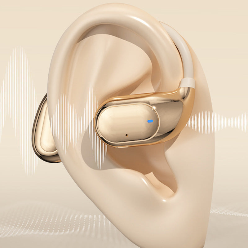 Arenzza waterproof Bluetooth ear-hook headphones with in-ear design, black color, and secure fit for active listening.