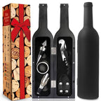Arenzza wine opener set with corkscrew, foil cutter, and wine stopper on a wooden surface, perfect for wine lovers.