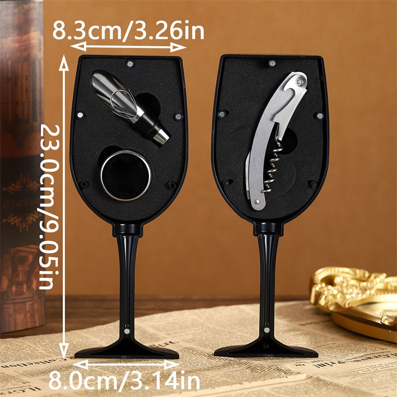 Arenzza wine opener set with corkscrew, foil cutter, and wine stopper for wine lovers on a clear background.
