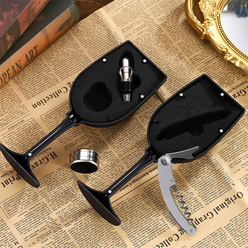 Arenzza wine opener set with corkscrew, foil cutter, and stopper, perfect for wine lovers and easy to use.