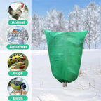 Arenzza plant freeze protection cover with drawstring, thickened material, designed for outdoor garden plants in winter.