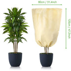 Arenzza plant freeze protection cover, thickened drawstring bag for outdoor garden frost protection, in a natural setting.