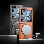 Arenzza magnetic phone case with ring stand for Galaxy Z Flip series, featuring a sleek design and secure fit.