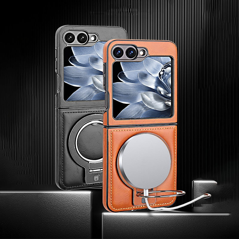 Arenzza magnetic phone case with ring stand for Galaxy Z Flip series, featuring a sleek design and secure fit.