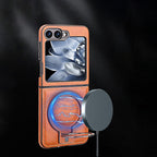 Arenzza Magnetic phone case with ring stand for Galaxy Z Flip series, featuring a sleek design and secure grip.