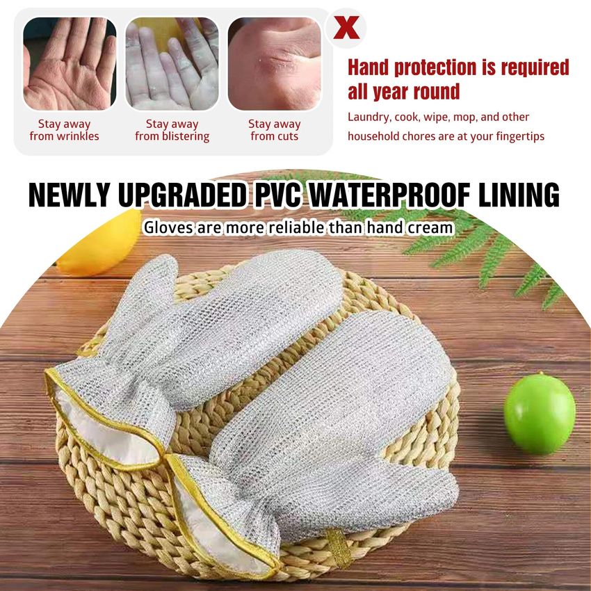 Arenzza kitchen dishwashing wire gloves in black, shown as 10 pairs, ideal for cleaning and dishwashing tasks.