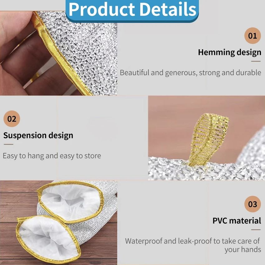 Arenzza kitchen dishwashing wire gloves, pack of 10 pairs, durable and flexible for cleaning and dishwashing tasks.
