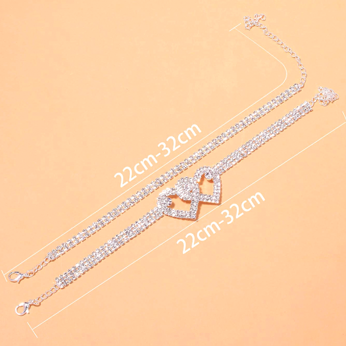 Arenzza Heart X Heart ankle bracelet with delicate chain and heart charms, perfect for stylish summer accessories.