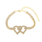 Arenzza Heart X Heart ankle bracelet with silver chain and heart charms, displayed on a white background.