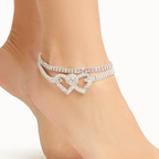 Arenzza heart x heart ankle bracelet with delicate chain and charm, perfect for stylish summer accessories.