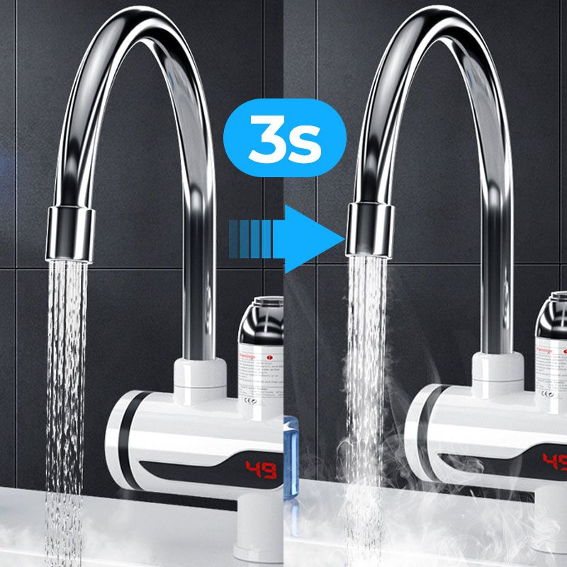 Arenzza instant electric water heater faucet mounted on a wall, with control handle and sleek modern design.