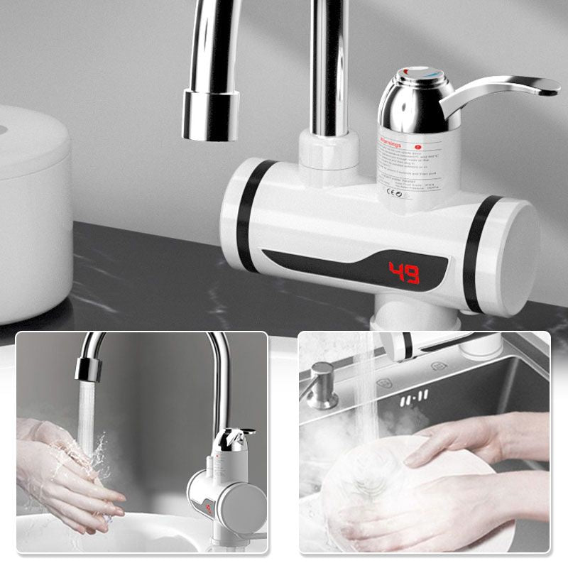 Arenzza instant electric water heater faucet with sleek design, mounted on a kitchen sink for quick hot water access.