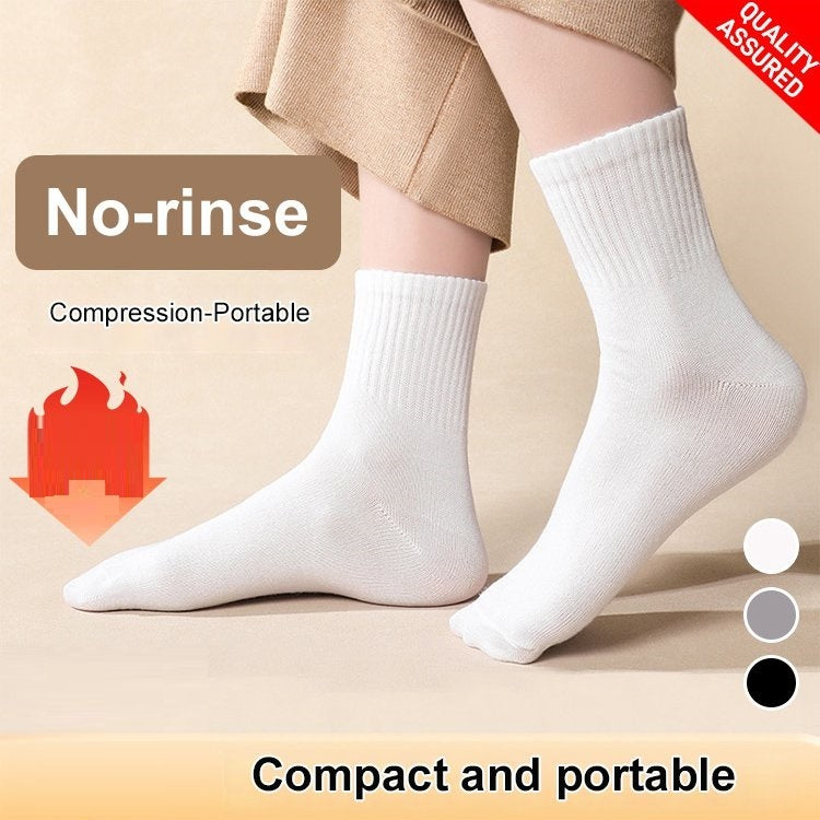 Arenzza non-washable portable compressed cotton socks displayed in a clear image, highlighting their compact and breathable design.