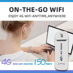 Arenzza 4G LTE wireless router and USB mobile broadband adapter with 150Mbps network speed for fast internet connectivity.