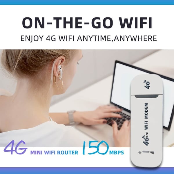 Arenzza 4G LTE wireless router and USB mobile broadband adapter with 150Mbps network speed for fast internet connectivity.